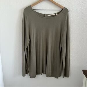 Soft Surroundings Go Lively Button Back Sweater Silk Blend Bay Leaf Large